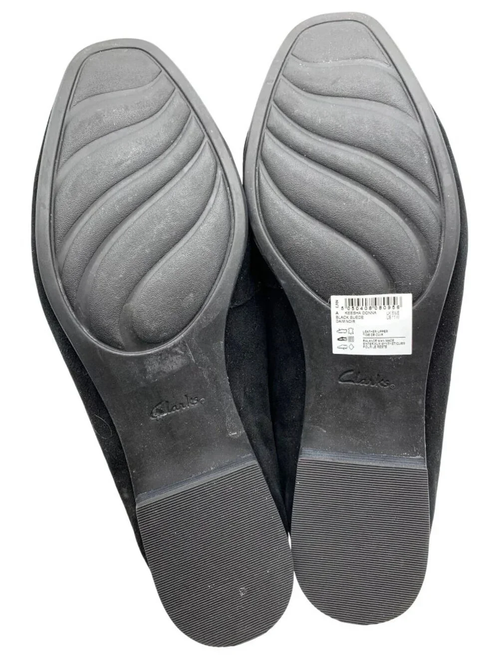 Clarks Artisan Womens 11W Black Suede Mule Loafers Slip On Shoes Keesha Donna